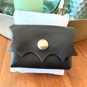 Black Faux Leather Wallet Cuff Bracelet